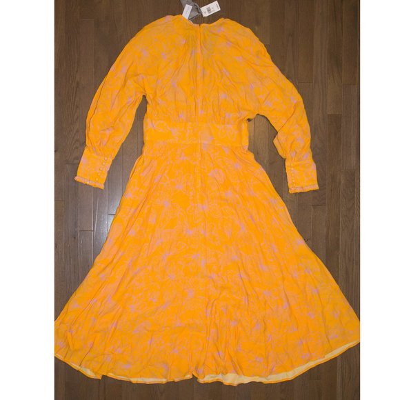 Lela Rose Butterfly-Print Georgette V-Neck Dress - Picture 7 of 10